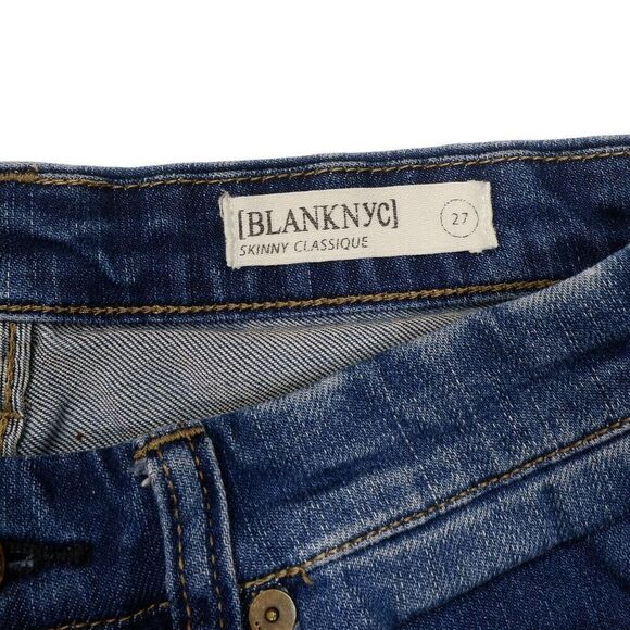 Blanknyc Jeans Womens 27 Skinny Blue Rip Repair Distressed Denim Measure 27 x 29 - Picture 4 of 12